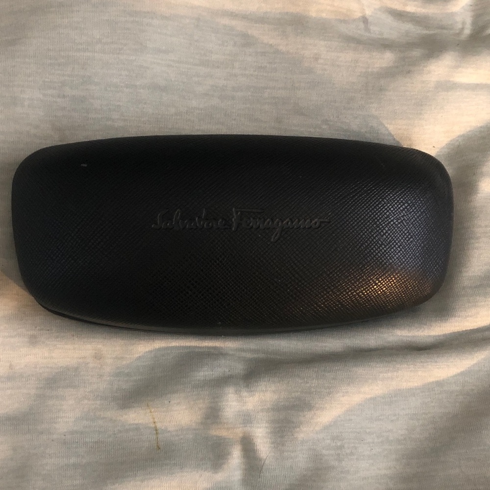 Salvatore Ferragamo Black Textured Sunglasses Case